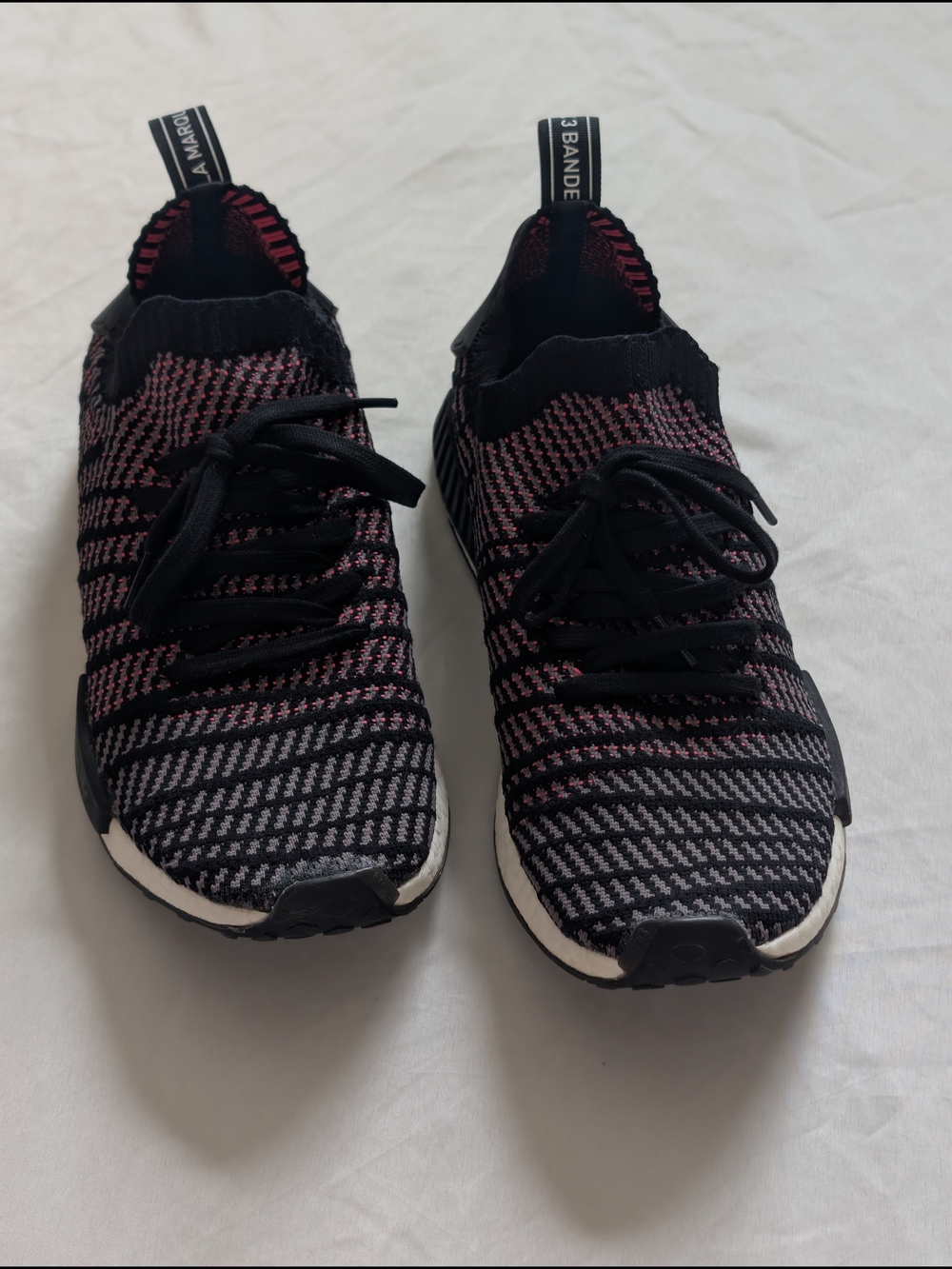 Adidas Men's Primeknit Sneakers in Black & Solar Pink Size 11
